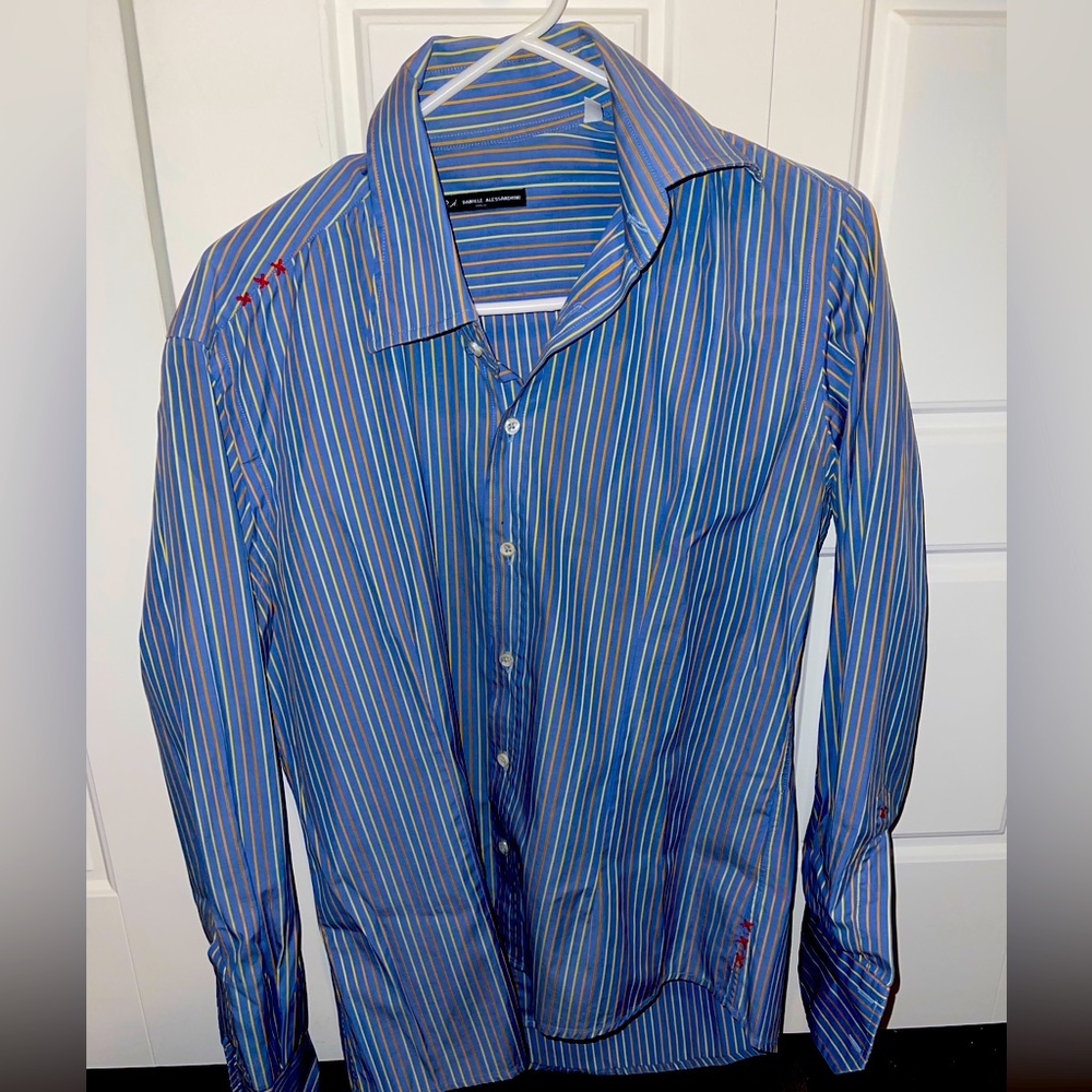 Daniele Alessandrini Multi-Coloured (Blue, Brown, Beige, White) Dress Shirt